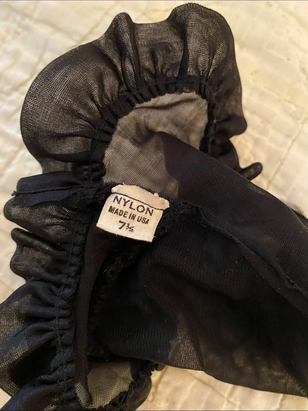 Vintage Black Sheer Ruffle Cuff Fingerless Gloves